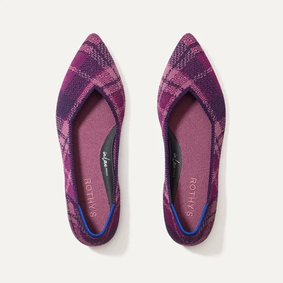 Rothy's The Point II - Purple Plaid Size 9 - Picture 1 of 3